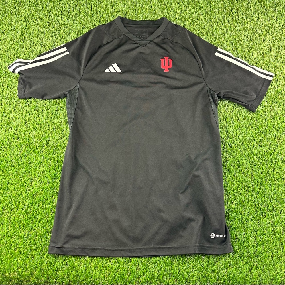 Adidas Medium Slim Fit INDIANA Hoosiers Soccer Aeroready Black Jersey Shirt IU